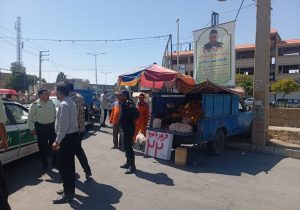 ساماندهی دست‌فروشان و رفع سد معبر در هیدج برای ارتقای ایمنی شهر